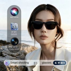 משקפי CY01 חכמים עם מצלמה, צילום, תרגום בינה מלאכותית, זיהוי, בקרת מגע לשיחות, מוזיקה, WiFi ותמונות - Product Image 3