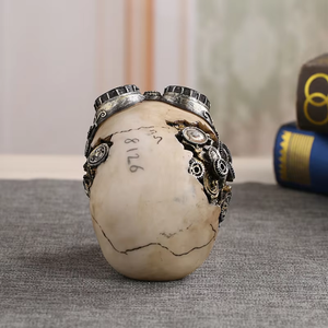 <span class=keywords><strong>Horreur</strong></span> pour statue de tête de crâne SKB02 nouveau style artisanat en résine pour cadeau de fête d'halloween - Product Image 4