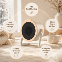 Mini radiateur électrique portable 220V avec support, design circulaire, pour la maison, le bureau et la chambre
