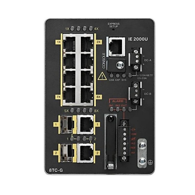 DIN Rail-Mountable IE-3300-8U2X-A Industrial Switch: 8 GE RJ45 (4 with PoE) + 2 10G SFP+ Ports