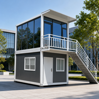 Usine chinoise : Maison conteneur de 20 pieds à double étage avec mur-rideau en verre, Villa conteneur préfabriquée démontable, Cabine de bureau mobile