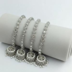 Jewelemarket Silver Plated Fashion Jewelry <b>Set</b> with <b>Crystal</b> Stone and Pearls Bangles 2.8 Size - Product Image 2