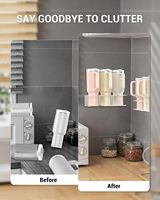 Lot de 2 supports muraux pour bouteilles d'eau et gobelets en acrylique, organisateur de tasses, étagère de rangement avec support pour bombe aérosol, installation facile.