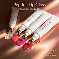 Vente en gros de tubes souples de gloss à lèvres naturel végétalien aux peptides, baume à lèvres SPF, gloss à lèvres à l'acide hyaluronique et gloss à lèvres effet laqué, marque privée