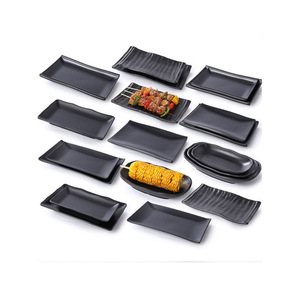 Japanese-style <b>black</b> frosted barbecue <b>plate</b>, commercial rectangular <b>plate</b> for grilling, hot pot, side dishes, and barbecue - Product Image 1