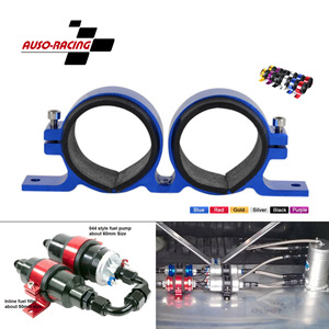 Universal Aluminum Alloy Fuel Pump Clamp Double Hole <b>Bracket</b> 60mm For Retrofit Upgrade Blue - Product Image 5