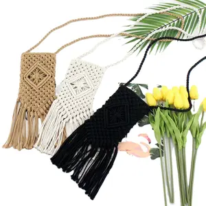 2024 Handwoven women mobile phone bag fringe single shoulder crossbody bag beach summer straw bag