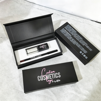 Kits de rouge à lèvres et crayons à lèvres 2-en-1 personnalisés, coffret cadeau de luxe noir, boîtes d'emballage, gloss à lèvres pailleté et crayon à lèvres