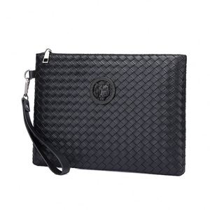 Bolso de Mano de Cuero Hecho a Mano Personalizado, Bolso de Cuero PU Negro con Cierre para Hombre, a la Moda 2025 - Product Image 4