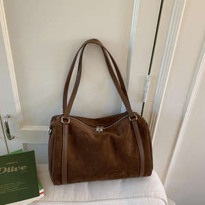 New large capacity retro shoulder <b>bag</b> for women, fashionable frosted zipper polyester crossbody <b>bag</b> - Product Image 5