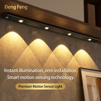 Lampes d'armoire intérieures modernes à LED rechargeables par USB, magnétiques, murales, à intensité variable, avec détecteur de mouvement, en verre dépoli et alliage d'aluminium