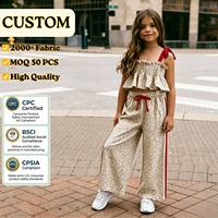 Ensemble personnalisé pour bébé et petite fille, 95% coton, 5% élasthanne, imprimé léopard, haut sans manches et pantalon long, tenue pour filles