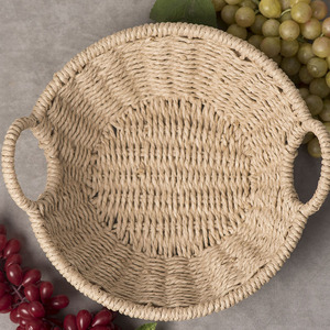 Round <b>Paper</b> Rope Storage Basket Handmade For <b>Kitchen</b> Fruit Vegetable Storage - Product Image 1