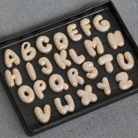 Mode 18K Laiton Zircon Chunky Bouffée Bulle Ballon Alphabet Lettre Initiale Charmes Collier