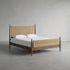 Letto Moderno Francese <span class=keywords><strong>MYHOME</strong></span> in Legno di Quercia Massello con Corda in Carta Naturale, Arredamento Camera da Letto Personalizzabile - Product Image 2