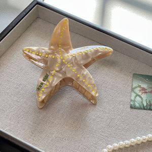 Pince à cheveux en acétate multicolore motif étoile de mer Ocean Starfish avec design requin, accessoire antidérapant pour femme - Product Image 4