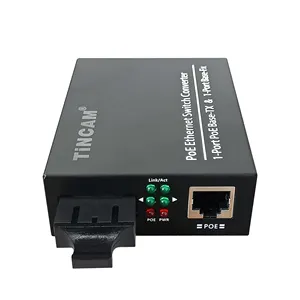 TINCAM 10/100M Single Mode Dual fiber watchdog POE Switch 1RJ45 ports+1SC Port AI optic Switch for Security CCTV and IP Camera