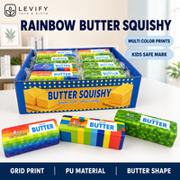 Jouet Squishy en PU à montée lente, motif grille arc-en-ciel, imprimé, pour le soulagement du stress et la relaxation des mains au bureau au quotidien