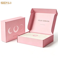 Boîtes d'expédition en carton ondulé avec impression de lune rose et logo personnalisé, boîtes pliantes de luxe pour vêtements