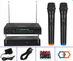 Micrófono Inalámbrico VHF de <span class=keywords><strong>2</strong></span> Canales OEM de Fábrica, Micrófono de Mano para Fiestas, Conferencias, Grabación, Directo, Hogar, KTV, Portátil, Doble Canal - Product Image 1