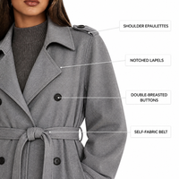 Manteau long en laine surdimensionné pour femmes grandes tailles, à double boutonnage, ceinturé, à revers, pour l'hiver, vêtements d'extérieur amples pour femmes