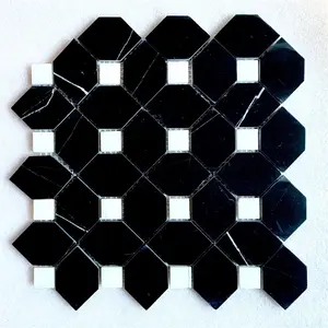 Newstar שיש צרפתי שחור לבן אריח קישוט הבית חומרי בניין 3D אריחי קיר רצפה