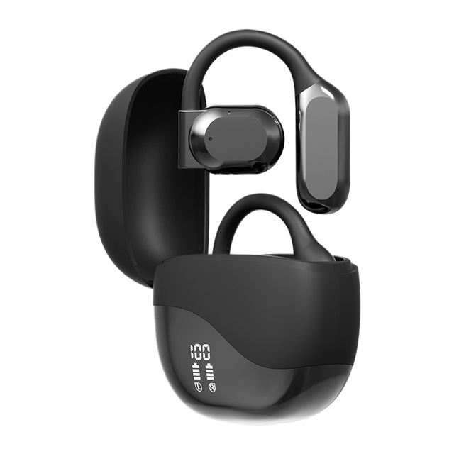 Wedtserha Open-Ear Wireless Earbuds Digital Display for BT V5.4 IPX5 Waterproof Earhooks Touch Voice Control Low Latency