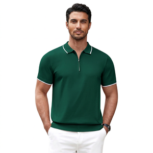 Chemises polo pour hommes de haute qualité avec fermeture éclair, impression de logo personnalisée, respirantes, polo uni, t-shirt à séchage rapide pour homme - Product Image 1