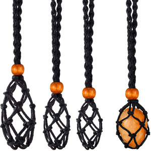 Collar con colgante de piedra, cuerda trenzada hecha a mano ajustable, soporte de piedra de cristal, cordón de collar para joyería de cristales DIY - Product Image 1