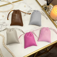 Pochette à bijoux en cuir PU à cordon de serrage, anti-poussière, sans fond ni côtés, sac de rangement pour bijoux, fournie directement par l'usine ZXF