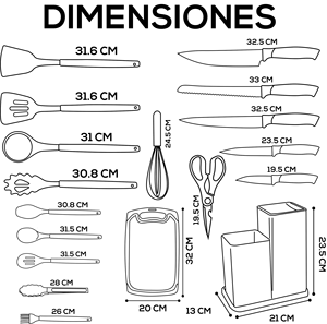 Accesorios de Cocina de Acero Inoxidable, Juego de Utensilios de Cocina de Silicona, Juego de Cuchillos de Cocina - Product Image 2