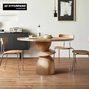 Bắc Âu rắn gỗ tròn bàn nhỏ Nhà Hàng Hiện Đại Đồ nội thất bàn ăn màu đen gỗ - Product Image 3