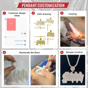 Buste vers le bas Moissanite pendentif creux gothique police 925 argent charme personnalisé Vvs glacé Moissanite lettre pendentif - Product Image 5