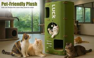 Katzenhaus für Wohnungskatzen - Großes Katzenbett-Höhle mit Flauschigem Ball und Kratzmatte Faltbare Katzenhäuser & Katzenkondos - Product Image 5