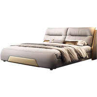 Meubles de chambre à coucher en bois de luxe moderne, lits rembourrés doux, lit double king size avec cadre de lit et rangement, design tendance