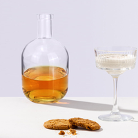 Bouteille d'alcool transparente vide personnalisée avec bouchon, pour spiritueux classiques (gin, rhum, tequila, whisky, brandy), 375 ml, 500 ml, 750 ml