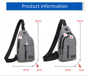 Nieuwe collectie mode borsttas goedkope heuptas heren schoudertas met USB-oplader en koptelefoongat - Product Image 2