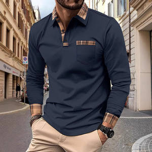 Chemises <span class=keywords><strong>polo</strong></span> pour hommes avec logo personnalisé, manches longues, pour la promotion des ventes de chemises, printemps et automne, design en coton piqué imprimé - Product Image 6