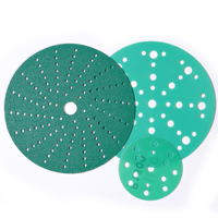 Disque de ponçage 75 mm vert en film polyester, oxyde d'aluminium, multi-trous, pour réparation ponctuelle, peinture, polissage de métal
