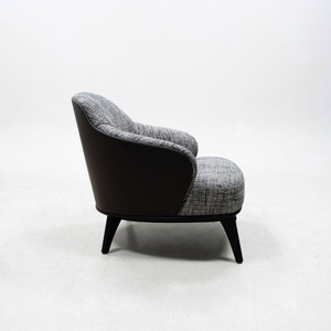 Silla de Lujo Ligera con Base de Madera Sólida, Silla de Descanso de Cuero y Tela, Sofá Individual para Hogar, Hotel, Oficina, Sala de Estar, Venta al Por Mayor - Product Image 3