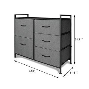 Armoires avec 5 tiroirs en tissu, commode, armoire de rangement pour chambre <span class=keywords><strong>à</strong></span> coucher, en métal noir, offre spéciale - Product Image 3