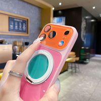 Nouvelle Arrivée Coque de Téléphone en Verre Dopamine Color-Block avec Béquille Magnétique Intégrée Housse de Protection pour iPhone 18 Pro Max 17 16