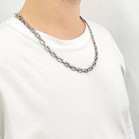 Nouvel Arrivage Usine En Stock Collier en Acier Inoxydable Poli Miroir avec Chaîne en Bambou Faite Main et Anneau en O de 8 mm, Plaqué Or 18K sous Vide