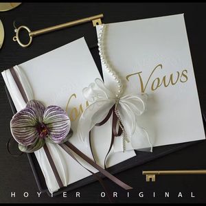 2 uds. De libros de votos de <span class=keywords><strong>boda</strong></span>, Lazo de cinta, caja de bolígrafo Floral, diario de papel para accesorios de novia, libro oficial para bodas - Product Image 6