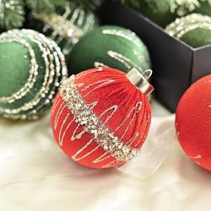 Boules de Noël en flocage rouge de 8 cm, nouveau design, <span class=keywords><strong>boule</strong></span> de Noël de luxe, peinture à la main - Product Image 3
