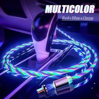 Cable de luz LED para cargador de teléfono móvil, Cable de carga rápida 3A, Micro USB brillante para Samsung y iPhone