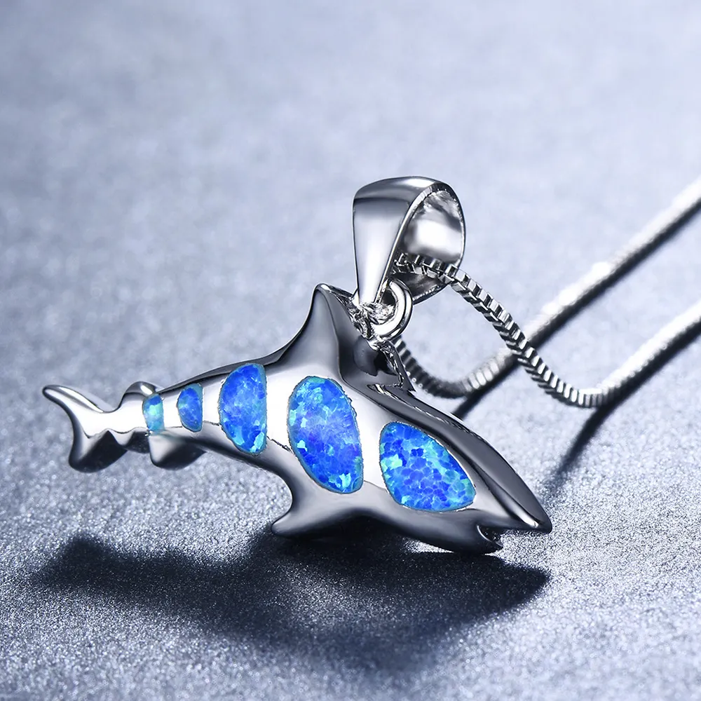 Colliers de bijoux à la mode, collier de dauphin opale bleue au trésor