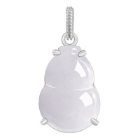 Pendentif en jadéite naturelle du Myanmar en forme de petite gourde, incrusté d'argent S925, style chinois, cadeau UNISEXE avec certificat d'évaluation D392