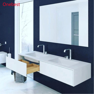 Lavabos doubles modernes en surface solide avec <span class=keywords><strong>meuble</strong></span> sous-vasque, toilettes, <span class=keywords><strong>WC</strong></span>, lavabos de salle de bain - Product Image 1