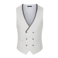 Setelan Jas Pria 3 Potong Model Double Breasted Kerah Notch dengan Belahan di Belakang, Elegan untuk Acara Formal, Pesta, dan Bisnis